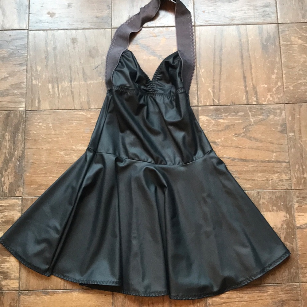 Patricia Field Leather (faux) Skater Halter Dress